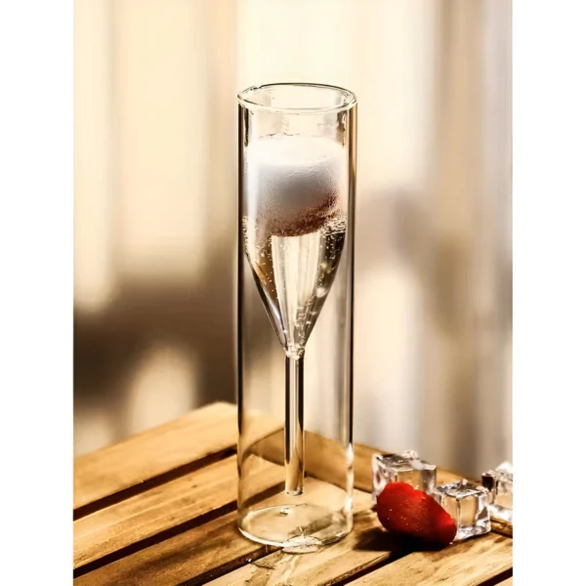 4er Set doppelwandiger, isolierter Sektgläser – Moderne, hohe, klare Gläser für Prosecco