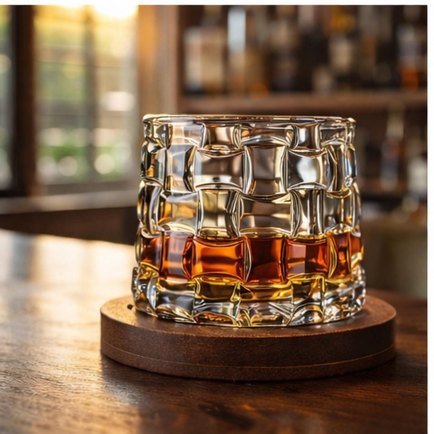 Rotierendes Whiskeyglas, Kristall Bourbon Scotch Tumbler