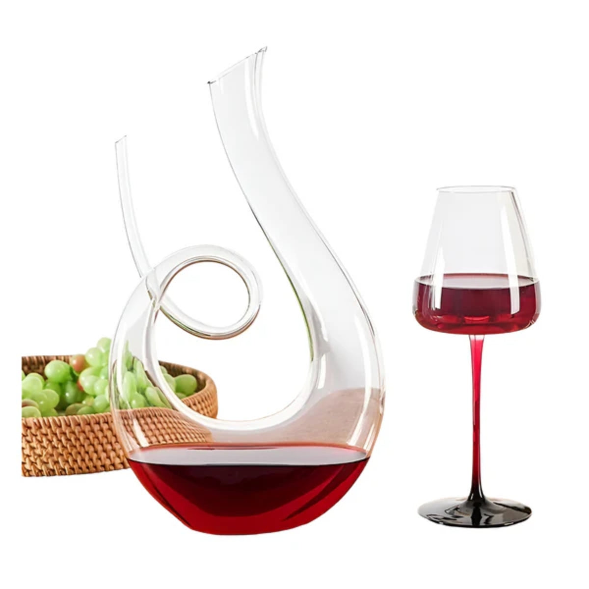 Swan Spiral Wein-Dekanter-Set - 1500ml bleifreier Kristall-Belüfter mit Rotweinglas
