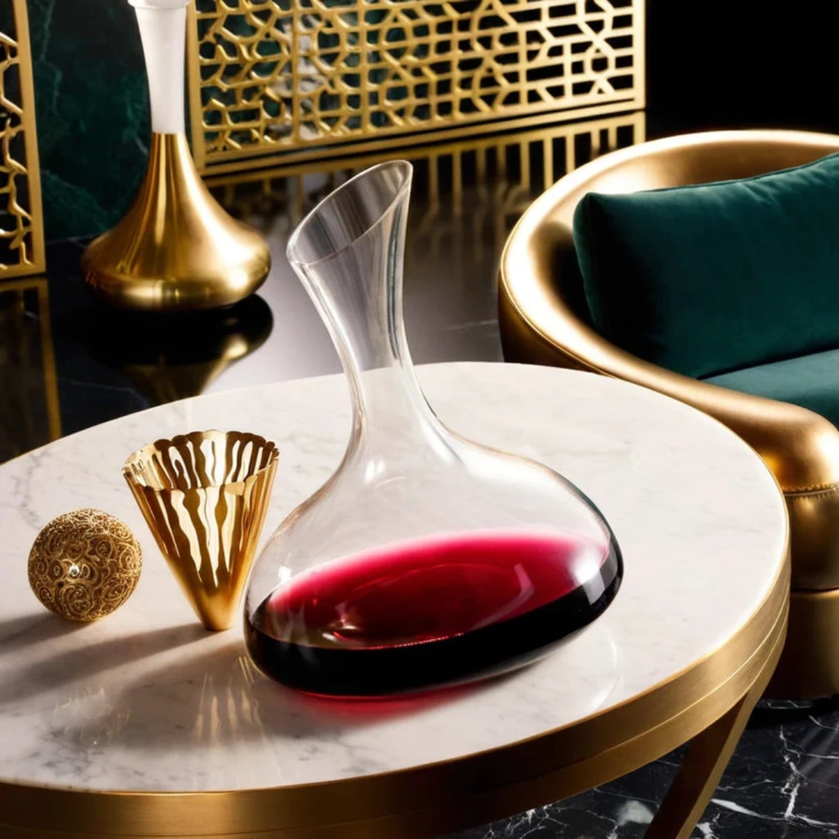 Eleganter handgeblasener Weindekanter aus Kristall – Belüftungskaraffe für Rotwein