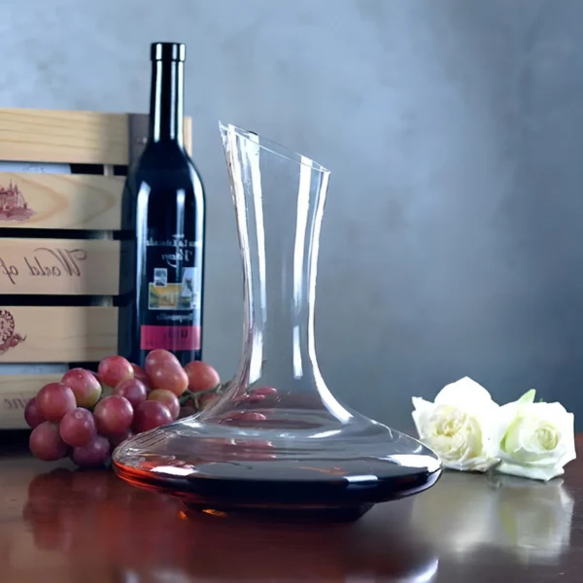 1500ml Mundgeblasener Kristall-Weindekanter, Elegante bleifreie Glaskaraffe für Rotwein