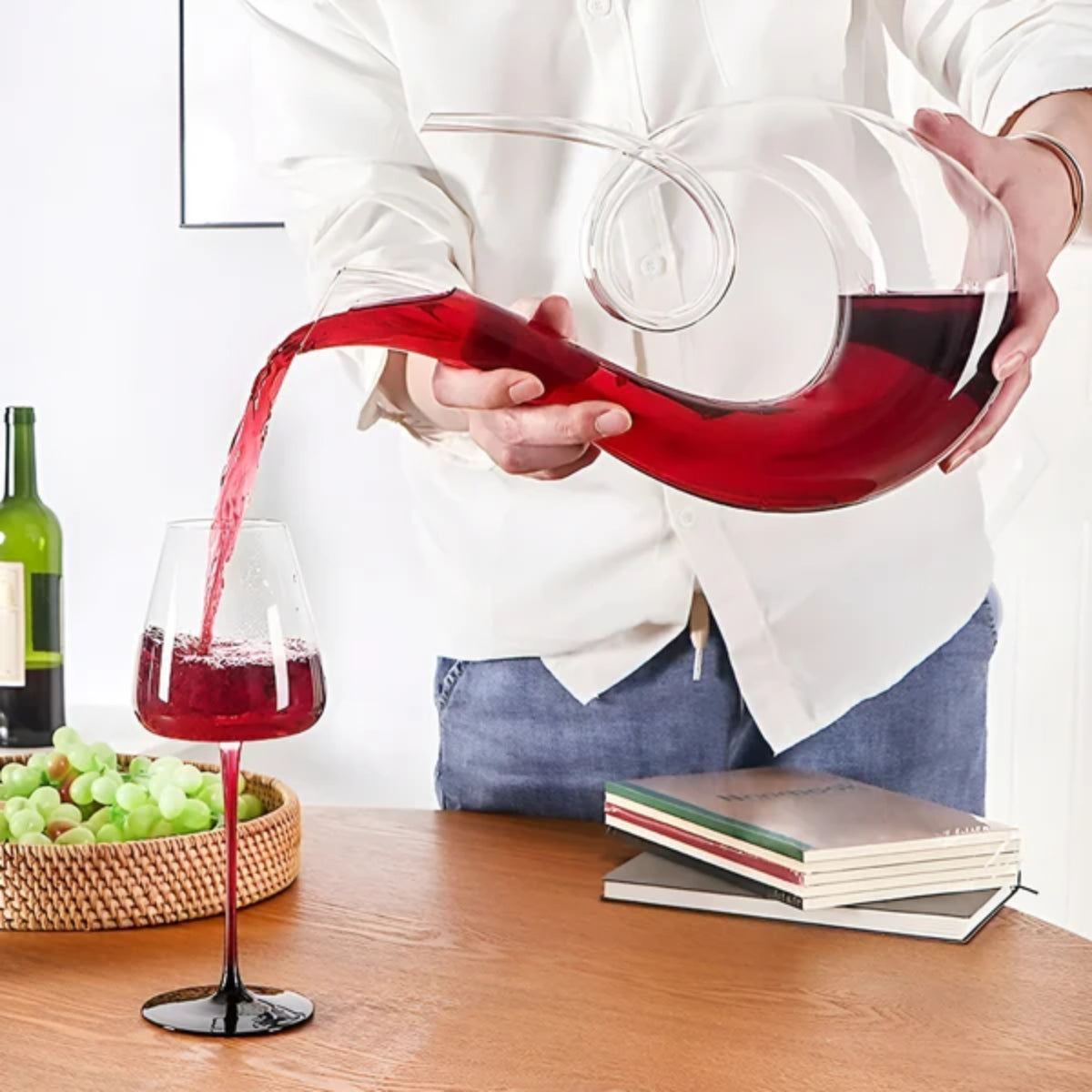 Swan Spiral Wein-Dekanter-Set - 1500ml bleifreier Kristall-Belüfter mit Rotweinglas