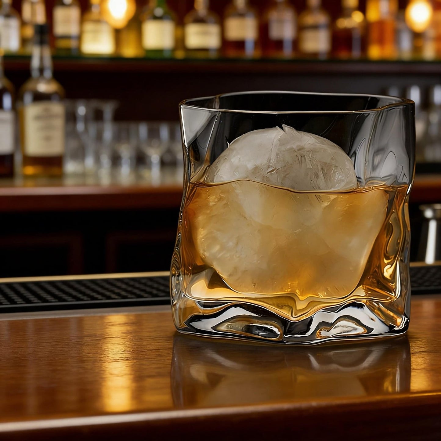 Verdrehtes Whiskeyglas, Großes Eisball-Glas, Modernes geometrisches Glasgeschirr