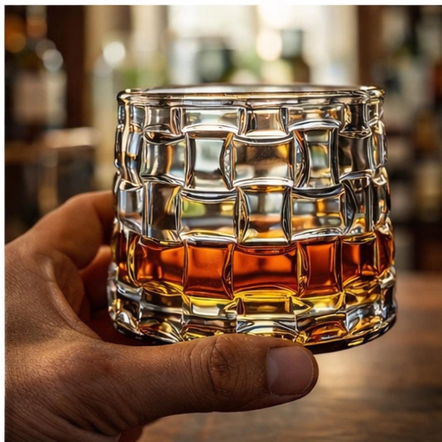 Rotierendes Whiskeyglas, Kristall Bourbon Scotch Tumbler