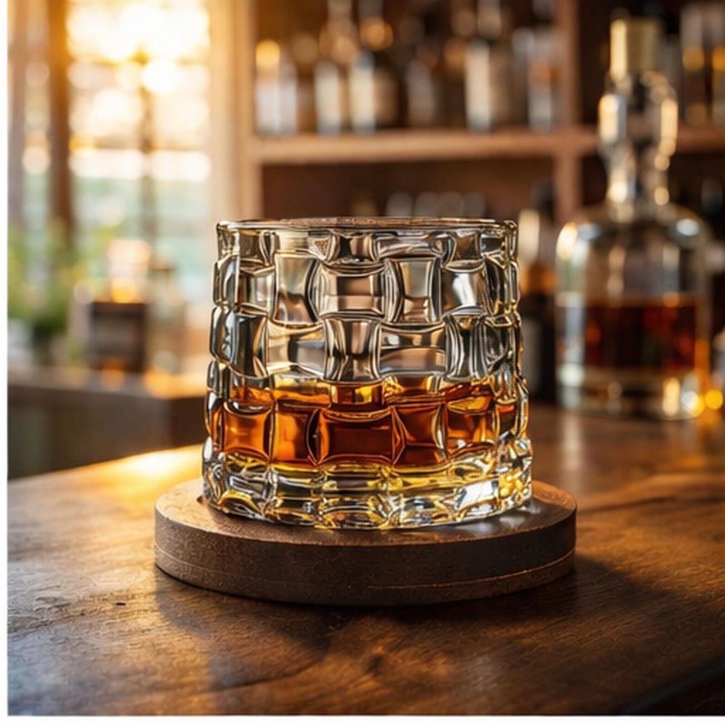 Rotierendes Whiskeyglas, Kristall Bourbon Scotch Tumbler