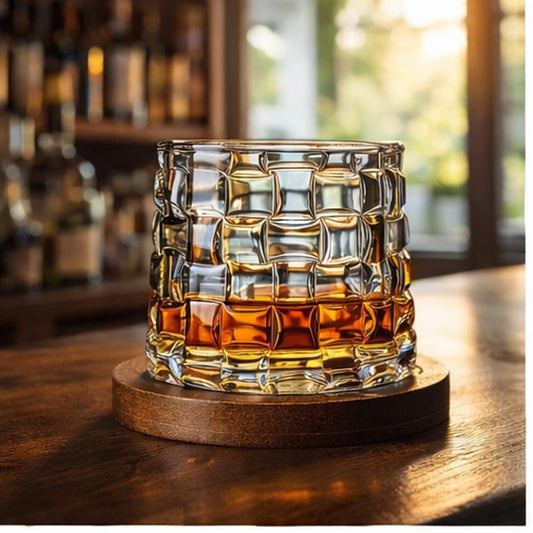 Rotierendes Whiskeyglas, Kristall Bourbon Scotch Tumbler