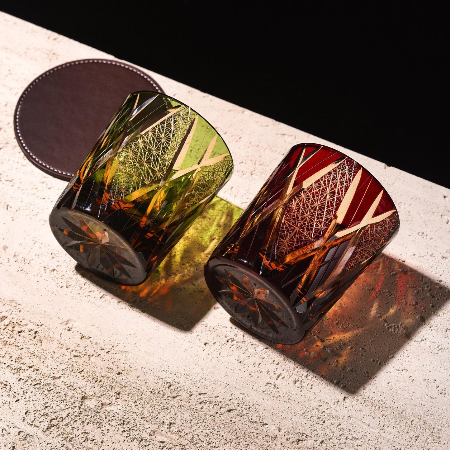 Handgemachtes Bernstein-Schwarz-Whiskyglas